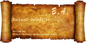 Balsai Arzén névjegykártya